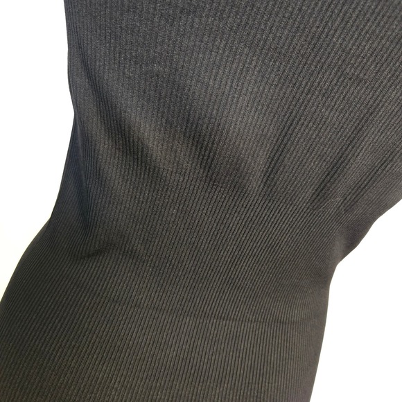 OQQ Black Ribbed Knit Polo Dress Short Sleeve Bodycon Snap Mini Casual Women Lrg - Picture 4 of 8